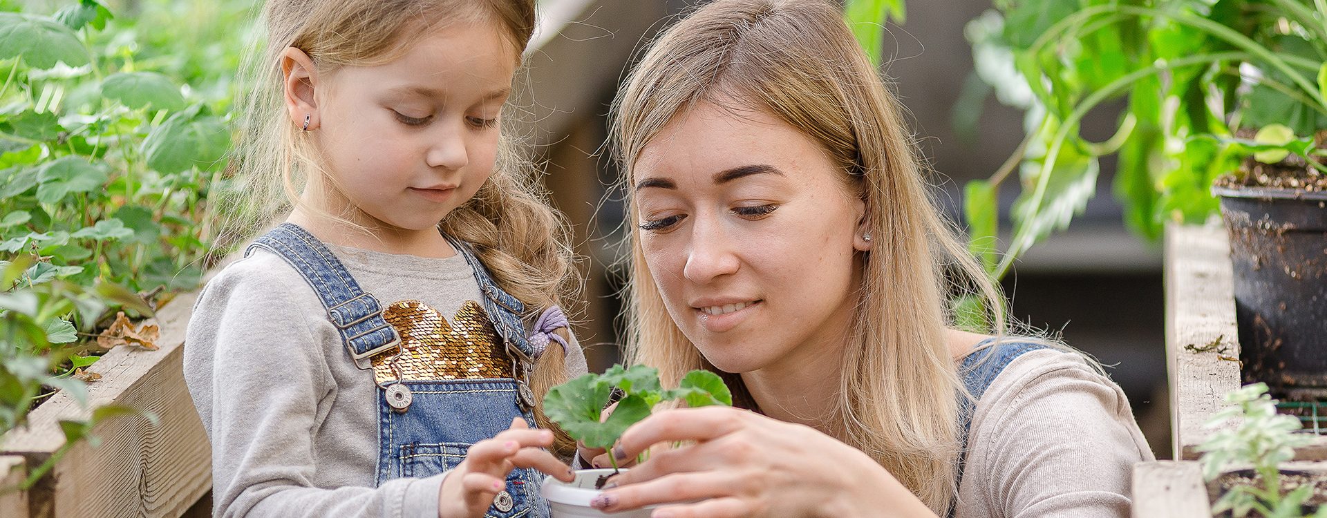 Une-jeune-femme-avec-une-petite-fille-est-en-train-de-planter-une-plante-dans-un-pot